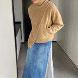 Women Winter Knitted Sweater Turtleneck Thick Sweater Autumn Winter Coat 8t3123