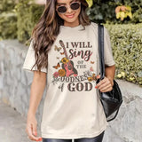 Guitar Print Gospel Music T-Shirts Women Vintage