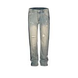 MIJKO Men's Vintage Pants MIJKO Printed Pants Men's and Women's Washed Old Jeans