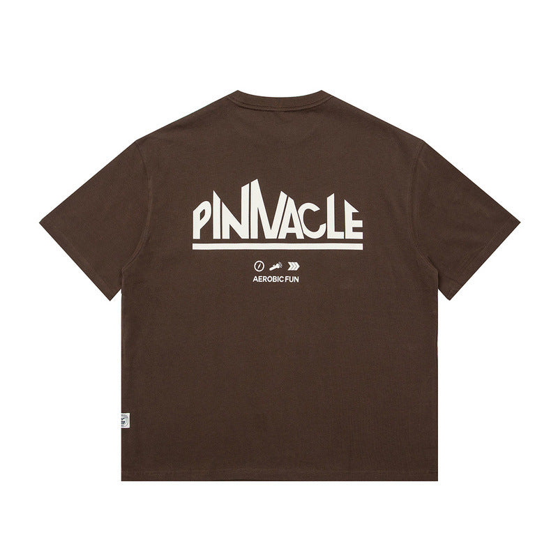 Men T Shirt Summer Retro Back Printed Casual Short-Sleeved T-shirt for Men and Women