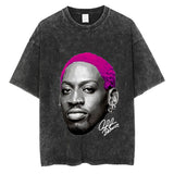 Dennis Basketball Graphic T Shirt Men's Vintage Washed