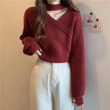 Women Knitwear Autumn and Winter V-neck Knitwear Slim Fit Sweater