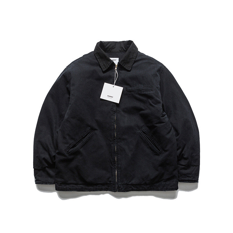 Unisex Winter Cotton Coat Lapel Cotton-Padded Coat Vintage Loose and Warm Cotton Jacket