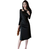 Women Maxi Dress Fall/Winter Slim Long Dress