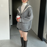 Women Cardigan Sweater Spring Cardigan Long Sleeve Loose R9968