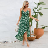 Women Date Dress Summer Sexy Suspender Dress Irregular Pattern Print Dress
