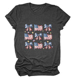 T-shirt bow star print crew neck short sleeve
