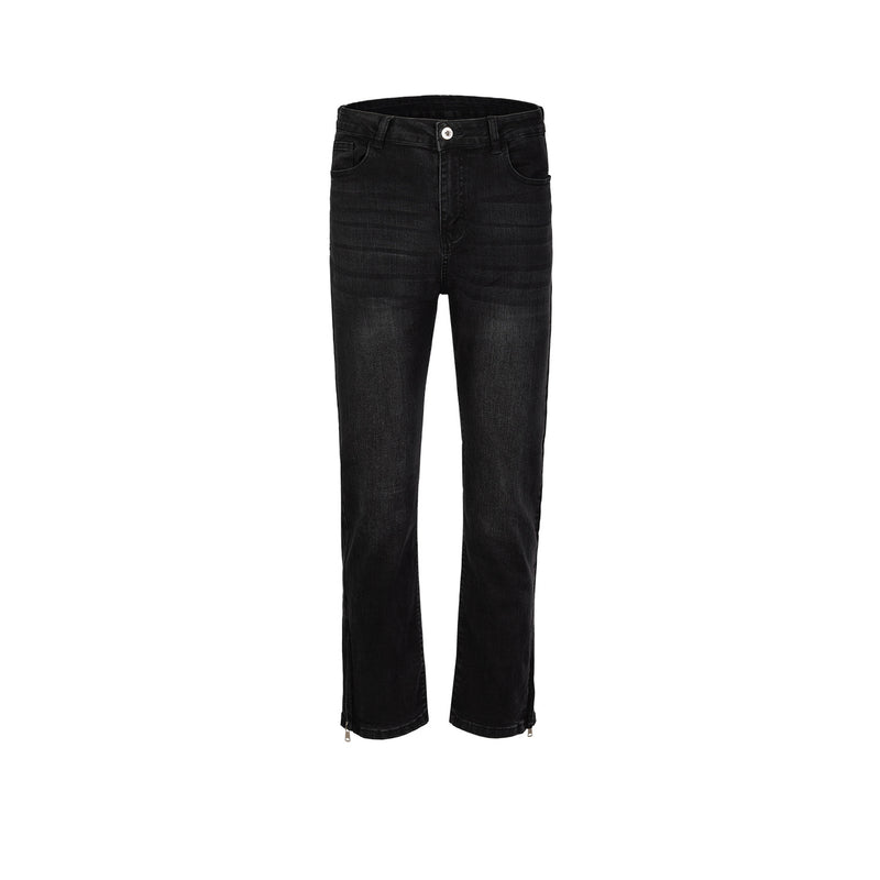 MIJKO Men Vintage Pants Zipper Pants Elastic Wash