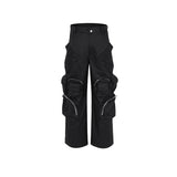 MIJKO Men Vintage Pants MIJKO Casual Pants Functional Multi-Bag Wide Leg Pants