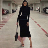 Women Dresses Fall Slim Fit Turtleneck Long Sleeve Dress