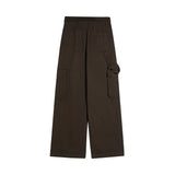 Men Sweatpants Loose-Fitting Wide-Leg Trousers Flanging Solid Color Sports Multi-Pocket Workwear Straight-Leg Pants