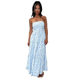 Women Dresses Summer Printing Slim Fit Long Dress Sexy Vacation Dress