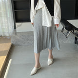 Women Knitted Skirt Autumn and Winter Knitting Skirt Pleated Skirt Loose
