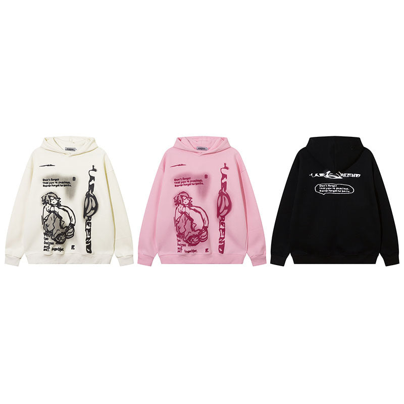 Men Hoodie Fun Graffiti Printed Hoodie