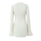 Women Dresses Spring/Summer Sheath Slim-Fit Long Sleeve Dress Bell Sleeve Skirt (Xds0414)