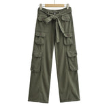 Women Sweatpants Multi-Pocket Cargo Pants Loose Hip Hop Wide Leg Pants