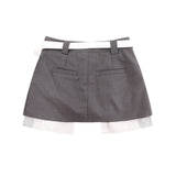 Women Skirt Pleating Suit Skirt with Belt Leisure A- line Skirt