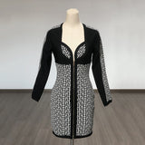 Women's Evening Dress Bandage Dress V-neck Zipper Dress