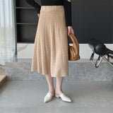 Women Knitted Skirt Autumn and Winter Long Skirt