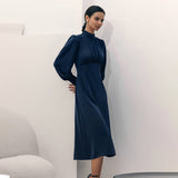 Women Dress Elegant Stand Collar Hip Skirt Women's Autumn and Winter Dress Dress