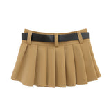 Women Skirt PU Leather Pleated Skirt for Girls Autumn and Winter