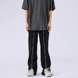 Men Jeans Vintage Zipper Adjustable Men and Women Straight-Leg Trousers