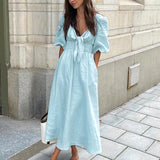 Women Dress Light Blue Dress Loose Casual Dress