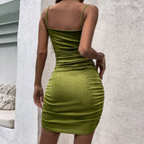 Women Dress Green Suspenders Dress