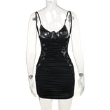 Women Dresses Spring Wind Strap Stitching Lace Sheath Sexy Dress