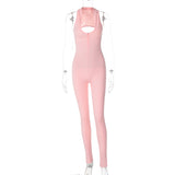 Women Jumpsuit Summer Sexy Back Hollow Zipper Jumpsuit (Hawthaw0412)