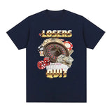 Losers Quit Gambling Meme Graphic T Shirt Men's Vintage