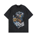 Men T Shirt Vintage Distressed Cartoon Short Sleeve T-shirt
