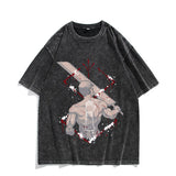 Washed vintage short-sleeved T-shirt high street top