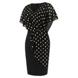 Women Date Dress Summer Polka Dot Printed Chiffon Dress V-neck Hip Skirt