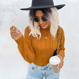 Women Knitted Sweater Autumn and Winter Leisure Top Solid Color Twist Long Sleeve Women's Sweater