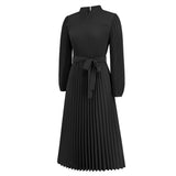 Women Date Dress Ol Slim Fit Long Dress Autumn and Winter Stand Collar Dress