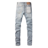 Purple Brand Jeans Light Blue Knee Ripped Slim Jeans