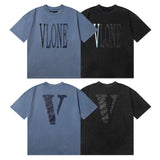 Vlone T Shirt Spring Summer Pattern Crew Neck Pullover Short Sleeve