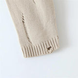 Women Sweater Knitwear Knitting Suit Sexy Sling Dress Ripped Sweater Two-Piece Set