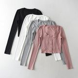 Women Sweater Knitwear Autumn Winter Retro Square Collar Sexy Breasted Slim Sweater