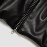 Unisex Winter Cotton Coat Lapel Leather Cotton Jacket Retro Loose PU Leather Coat
