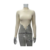 Women Knitted Sweater Turtleneck Knitting Sweaters Women's Clothing Long Sleeve Short Sexy Midriff-Baring Top