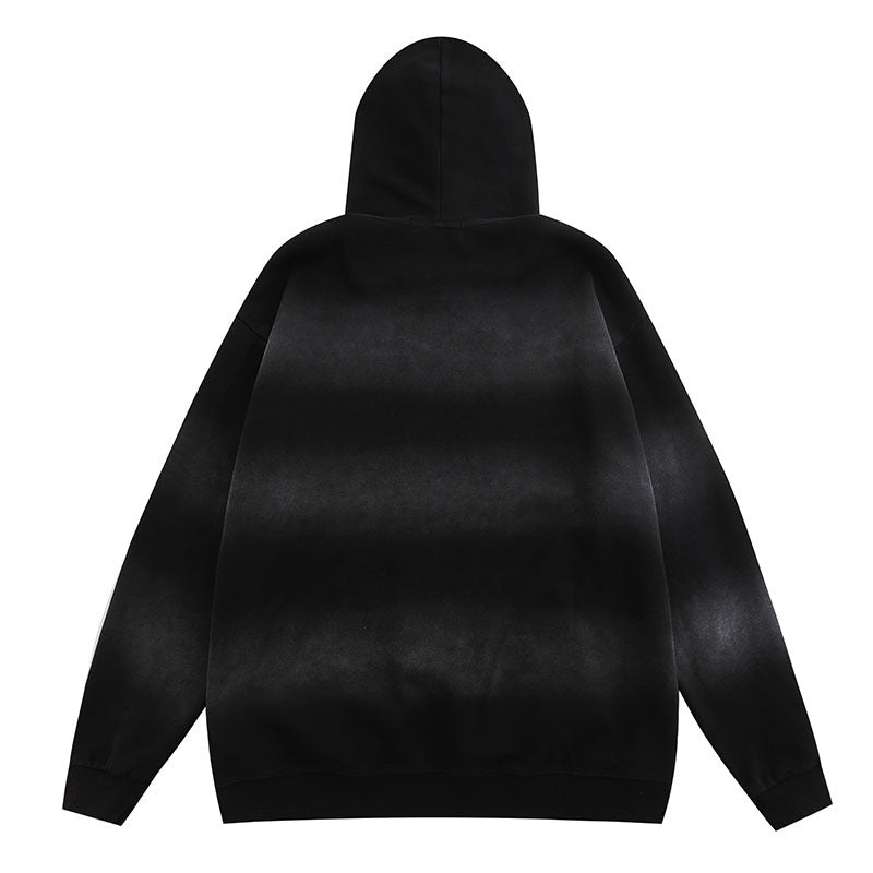 Men Hoodie Graffiti Letter Gradient Hooded Sweater
