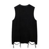 Men Vest Oversize Dark Ripped Loose Sleeveless T-shirt Sports Top