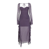 Women Dresses Mesh Split Dress Long Dress