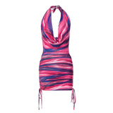 Women Dresses Summer Sexy Backless Slim Fit Lace-up Hip Bag Dress