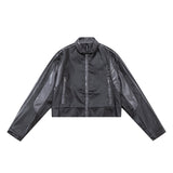 Unisex Jacket Autumn Short Stitching Leather Coat