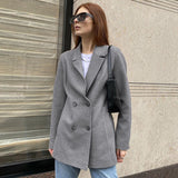 Women Trench Coat Autumn and Winter Gray Simple