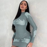 Women Dresses Winter Slim Turtleneck Long Sleeve Narrow Dress