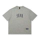 Men T Shirt Letter Patch Embroidered Crew Neck Hip Hop
